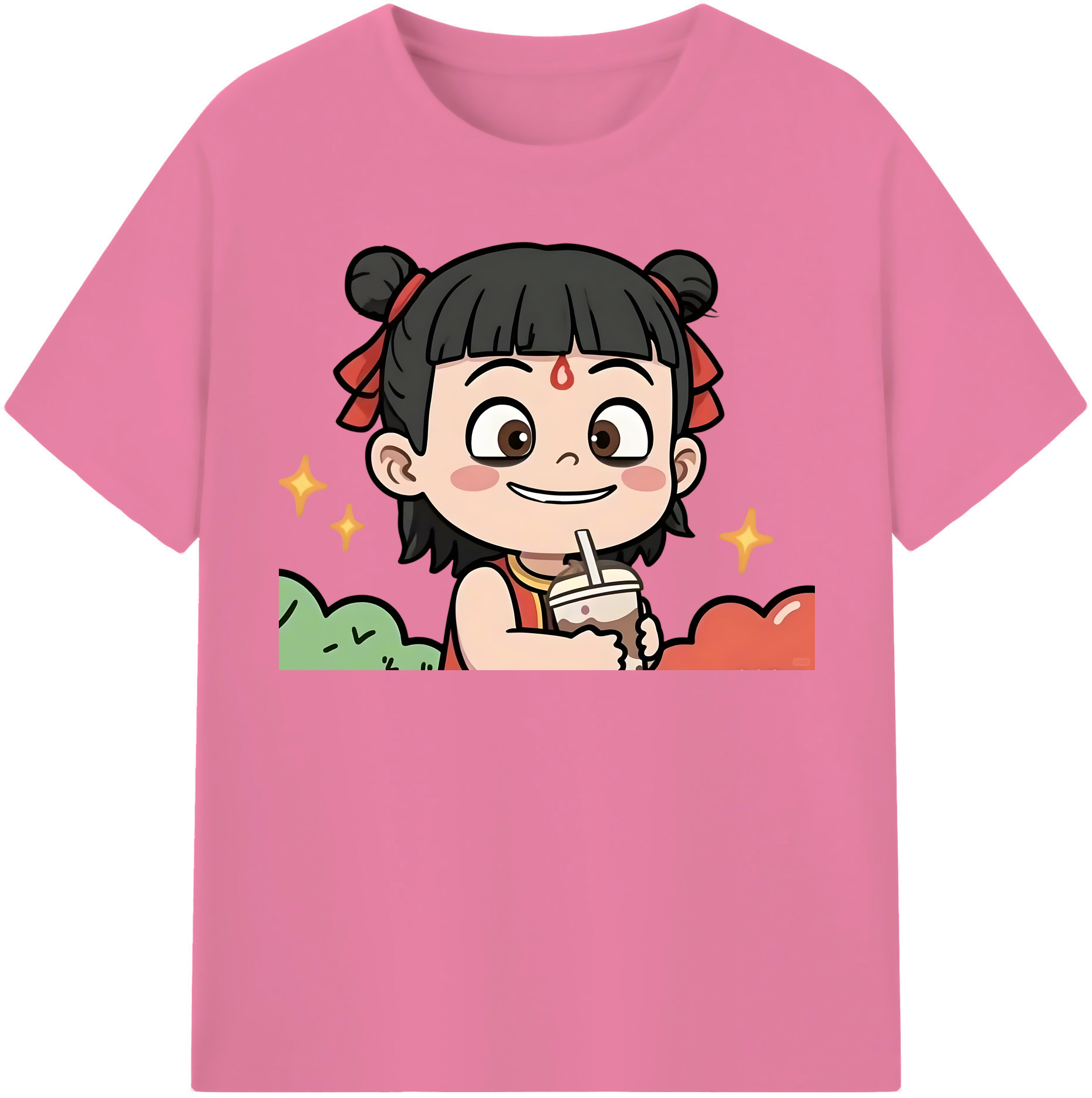 （画像用） Ne Zha 2 ナタ 魔童の大暴れ 綿100％半袖Tシャツ（フロントプリント）